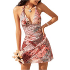 Beaudrm Women'S Summer Mini Dress Backless Vacation Beach Sundresses Boho Going Out Dress Date Night Brunch Outfit