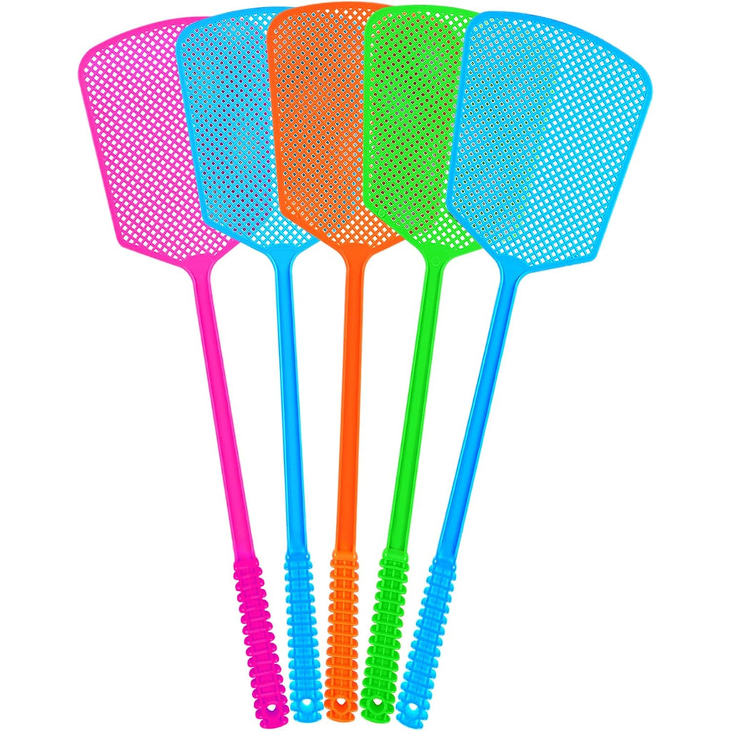 Fly Swatter,5 Pack Plastic Heavy Duty Manual Fly Killer, Long Handle Flyswatter, Large Bug Swatters That Work For Indoor And Outdoor