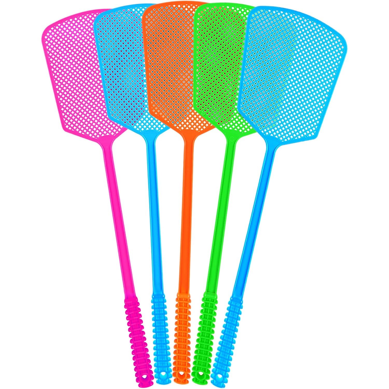 Fly Swatter,5 Pack Plastic Heavy Duty Manual Fly Killer, Long Handle Flyswatter, Large Bug Swatters That Work For Indoor And Outdoor