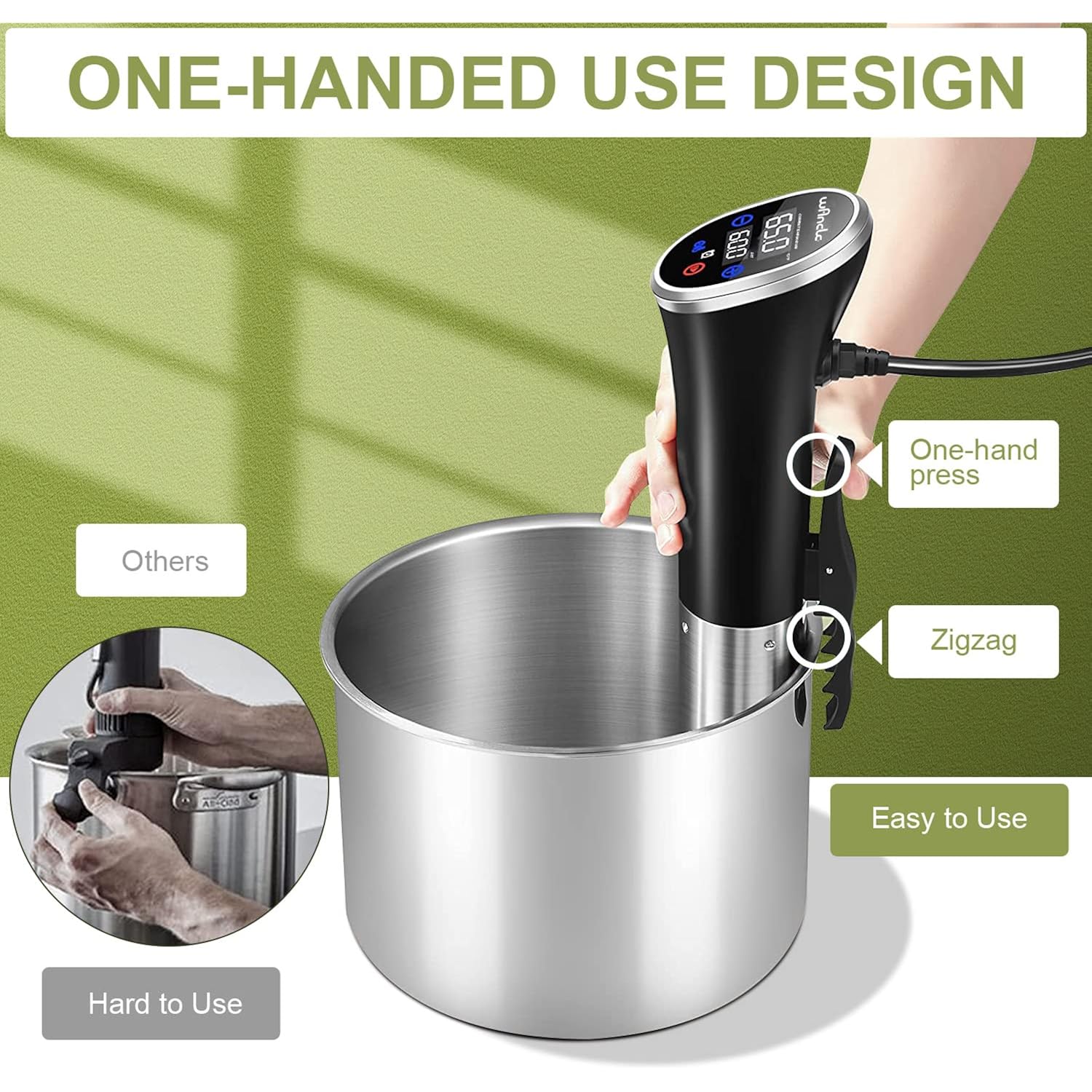 Sous Vide, Wancle Sous Vide Cooker 1100W Ipx7 Waterproof Thermal Immersion Circulator With Reservation Function, Easy To Store