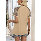 Womens Summer Tops Color Block Short Sleeve Raglan Shirts Spring Fashion Clothes Vacation Outfits