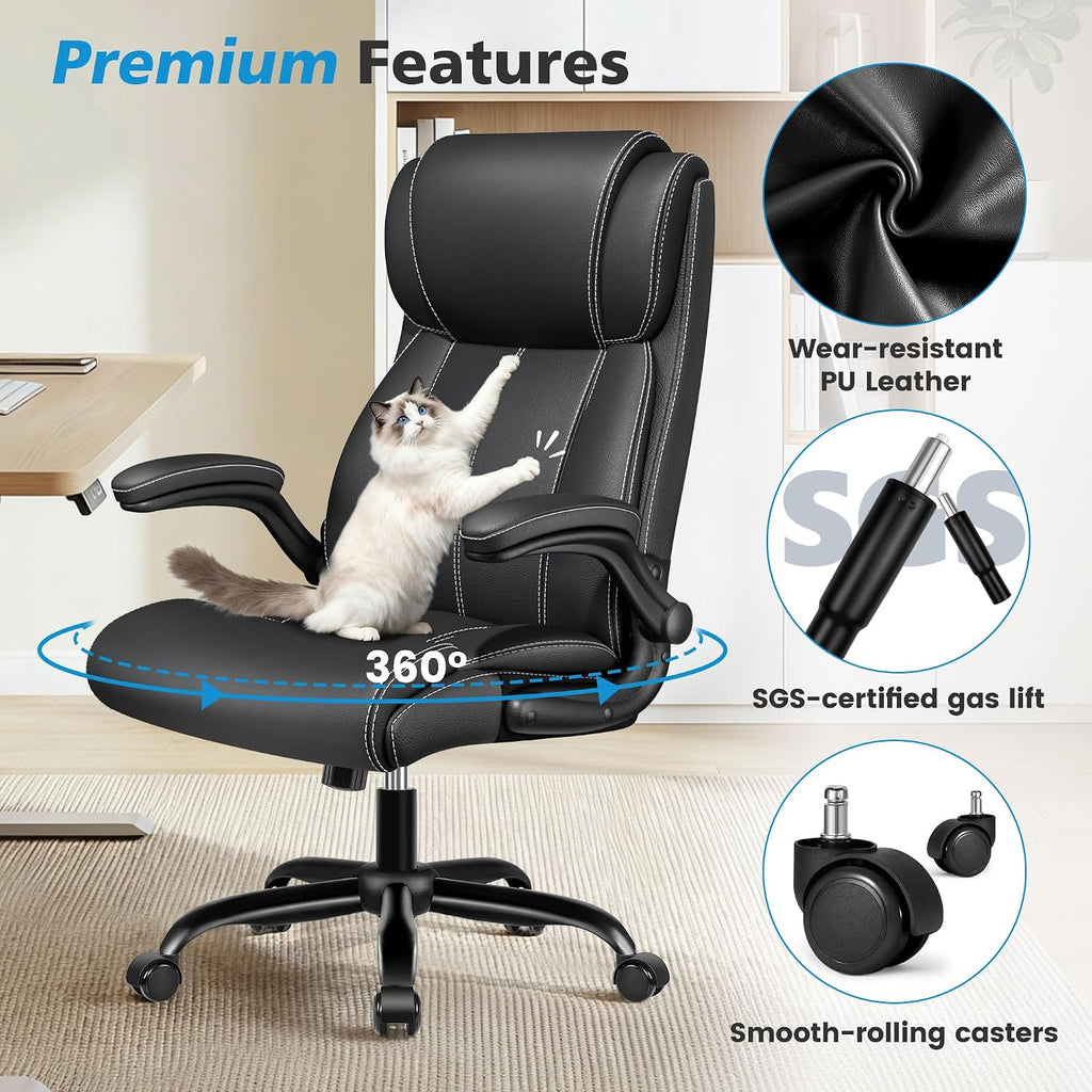 Ergonomic Office Chair, High Back Executive Leather Desk Chair