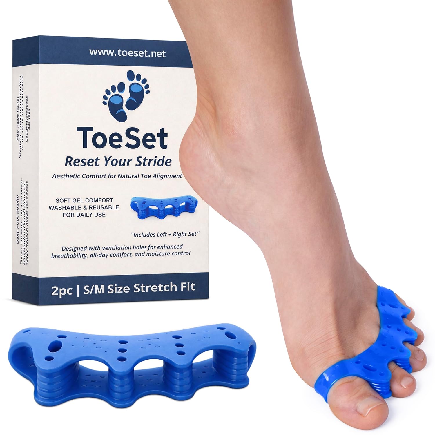 Toe Separators – Soft Gel Toe Spacers for Alignment, Stretching, Yoga and Everyday Foot Comfort (Small/Medium)