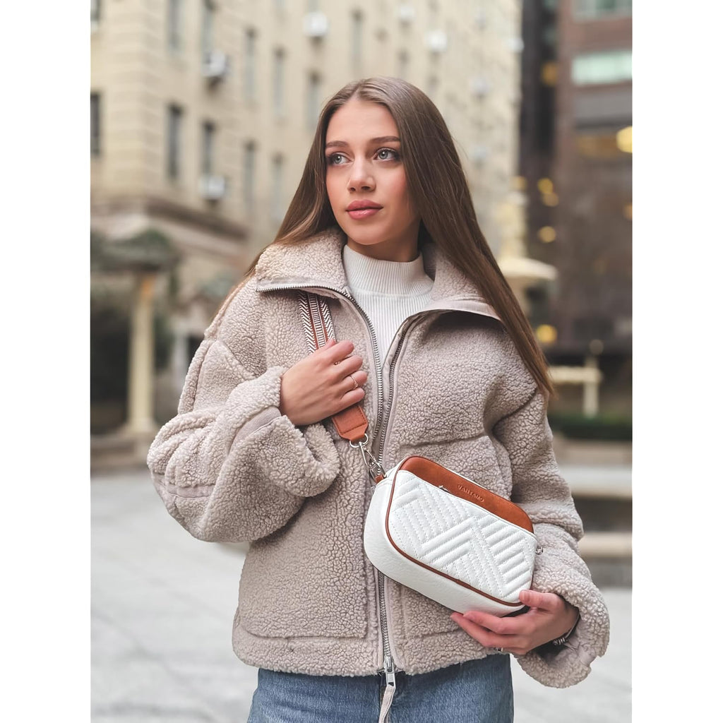 Vantamo Premium Quilted Crossbody Bags For Women With Anti-Pickpocket Clip, Vegan Leather Handbags, Travel Purses For Women
