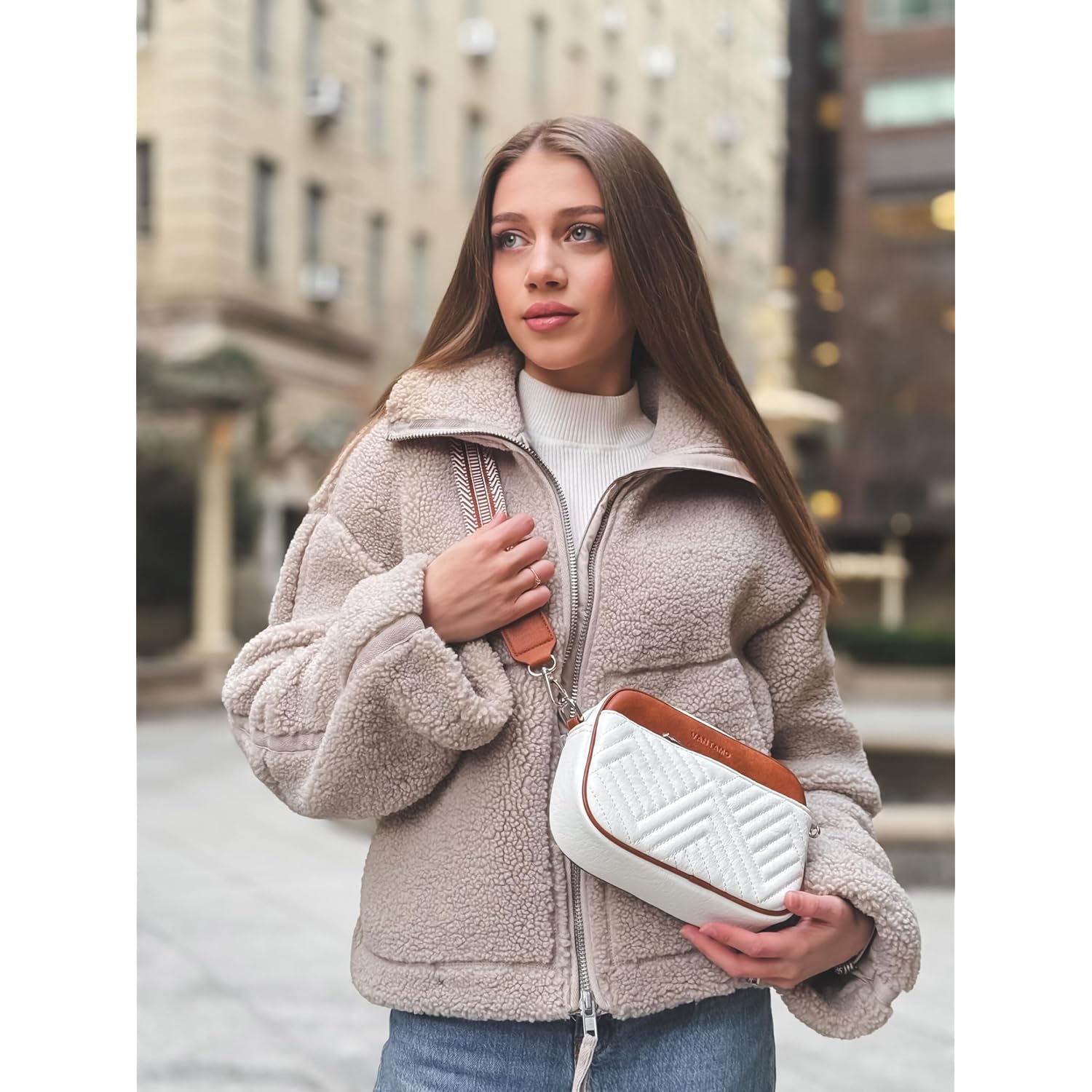 Vantamo Premium Quilted Crossbody Bags For Women With Anti-Pickpocket Clip, Vegan Leather Handbags, Travel Purses For Women