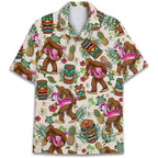 Tropical Bigfoot Hawaiian Shirts For Men Women, Sasquatch Summer Beach Button Down Short Sleeve