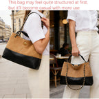 DORIS&JACKY Designer Satchel Tote Purse, Women Soft Lambskin Top Handle Shoulder Bag with Twist Lock Closure and Chain Strap