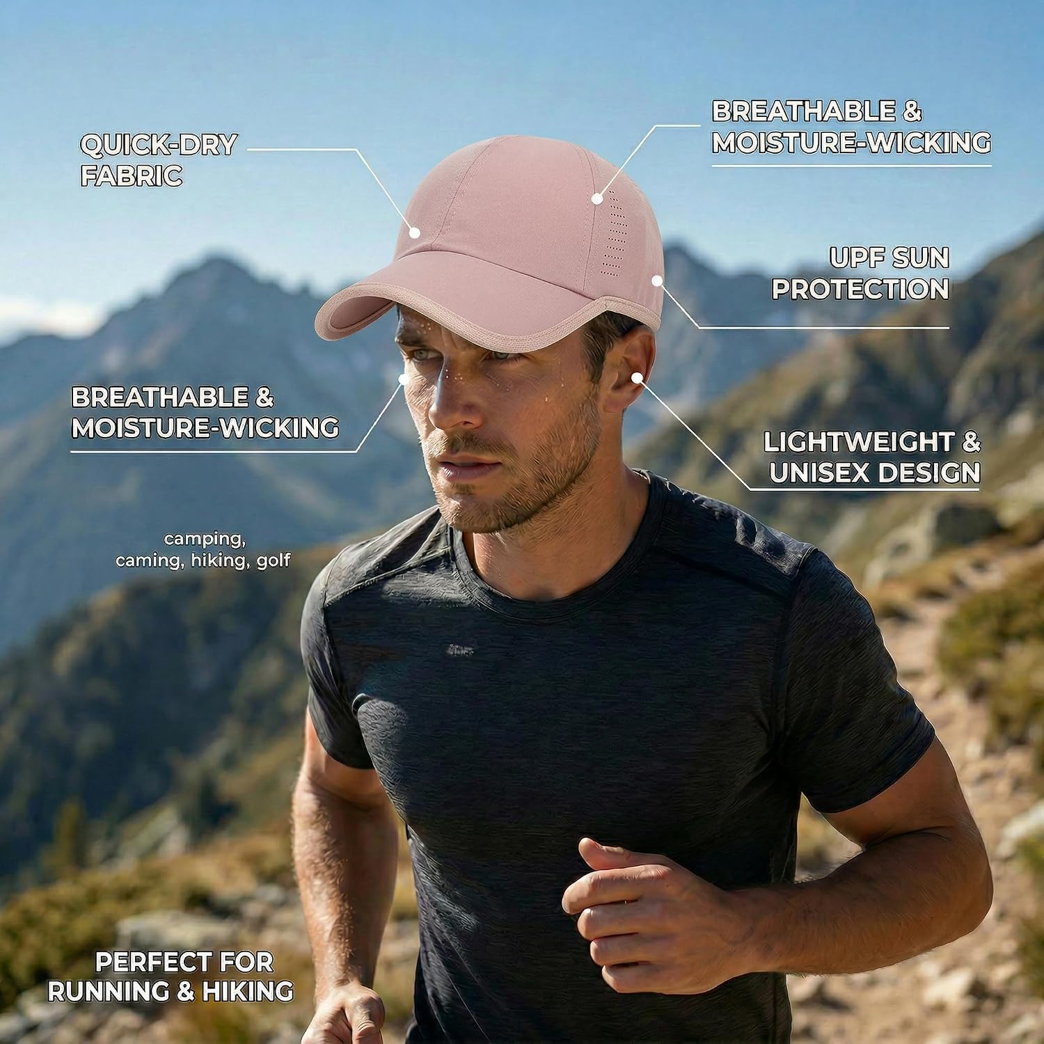 Hh Hofnen Quick Dry Hat Unstructured Athletic Baseball Cap Lightweight Running & Golf Cap For Women Men