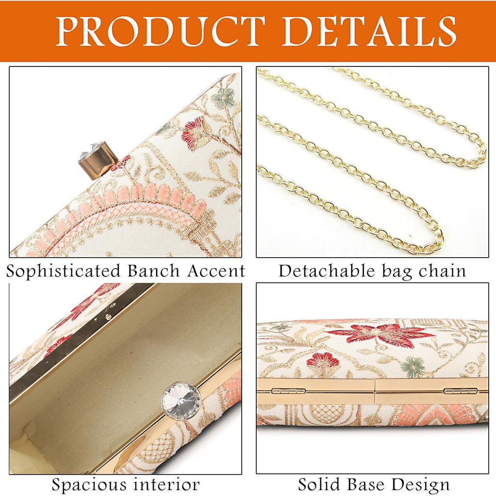 Longing To Buy Hand Crafted Designer Box Clutch - Zari Embroidery For Women