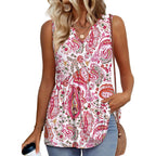 WIHOLL Tank Tops for Women Summer Babydoll Peplum Tops V Neck Sleeveless Shirts Dressy Casual Blouses Beach Vacation Clothes