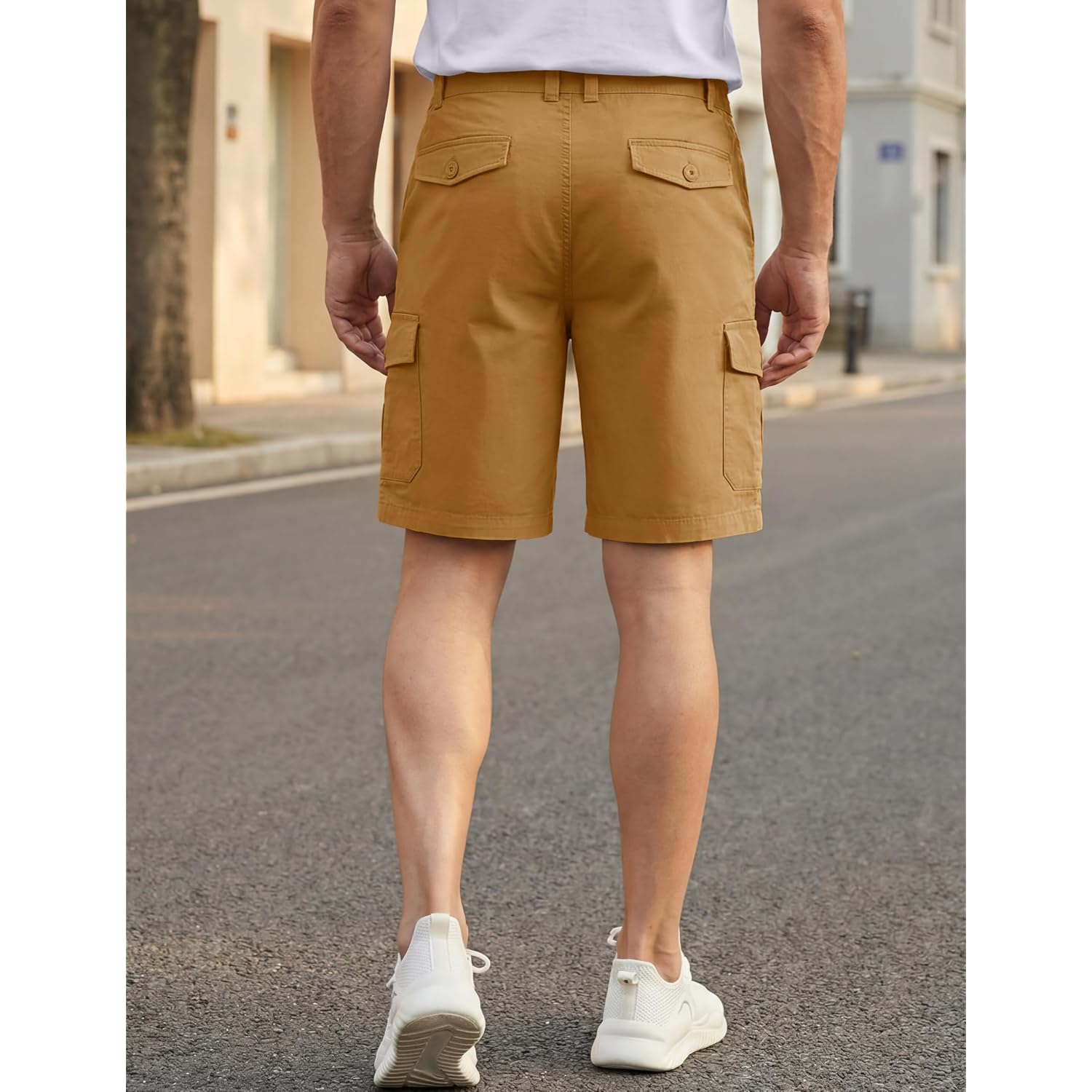 Tacvasen Men'S Casual Cargo Shorts 9 Inch Cotton Elastic Waist Work Shorts | 6 Pockets,Cotton Twill Fabric,Cargo Style,Comfort Stretch Waist,Breathable,Comfortable,Lightweight,Casual Wear,Work,Hiking