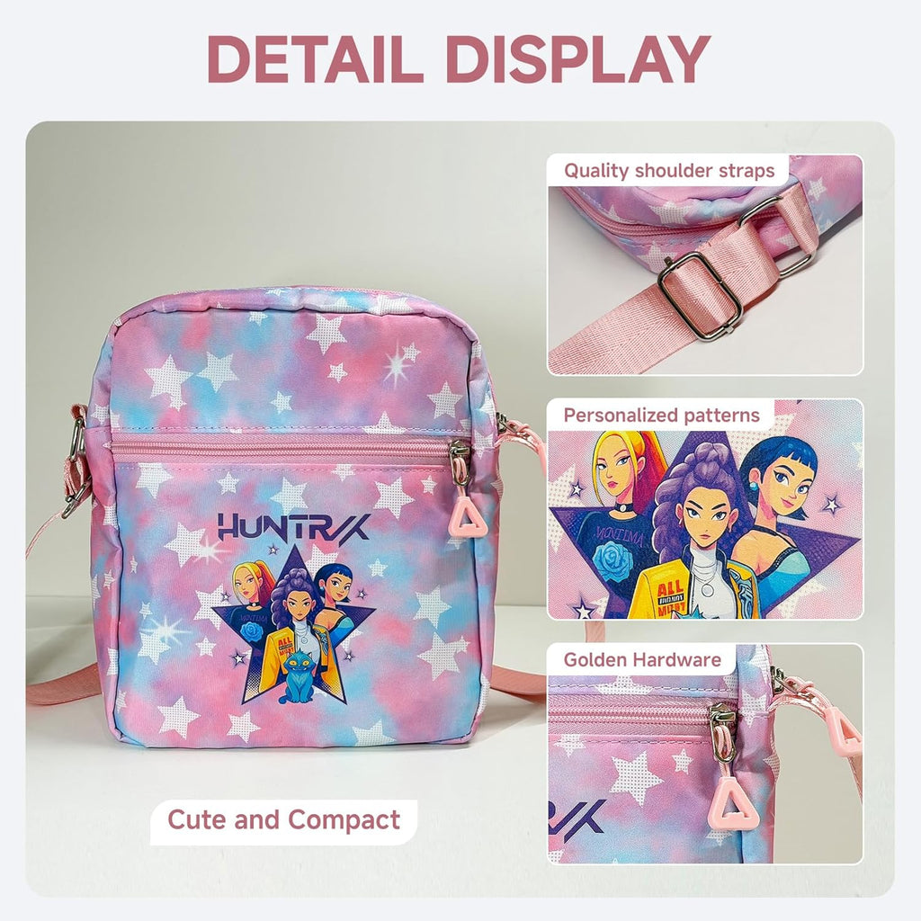 K-pop Crossbody Bag with Zipper, Cute Cartoon Shoulder Bag with Adjustable shoulder straps, Anime Merch for Womens Birthday Gifts
