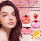 4Pcs Lip Scrub And Mask Set,Strawberry And Honey Pot Lip Balm,Reduces Lip Lines Lip Exfoliator Scrub And Moisturizer,Repair Bee Lip Balm And Lip Scrub Set,Lip Mask Overnight
