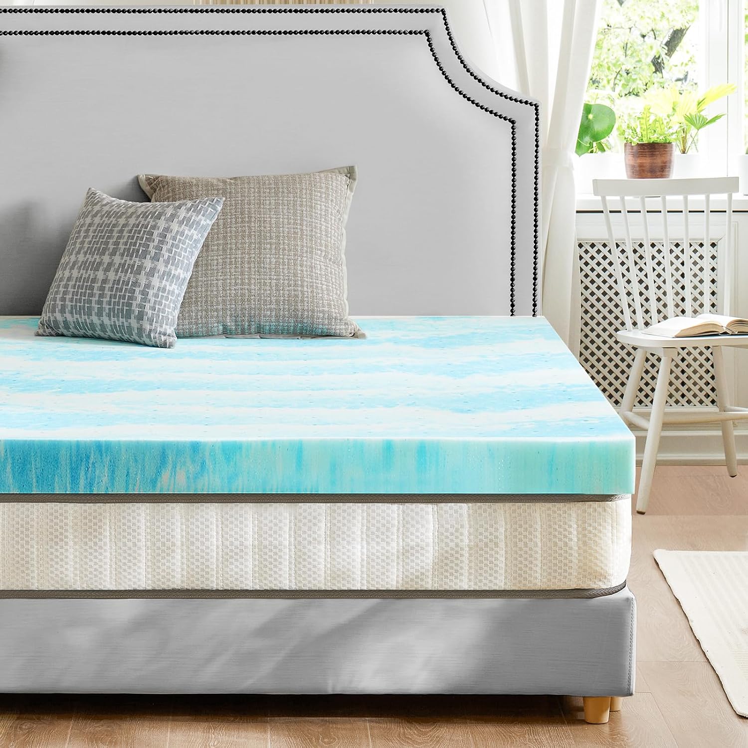 Newbulig 3 Inch Full Memory Foam Mattress Topper, Gel Foam Mattress Topper For Pressure Relief, Ventilated Design Bed Topper In A Box, Certipur-Us Certified