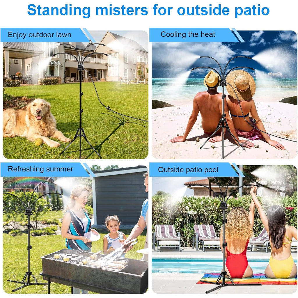 Standing Misters For Outside Patio, Adjustable Height 5.3 Ft Stand Misting System For Cooling Outdoor, Water Mister For Mist Playing, Patio Cooling, Backyard