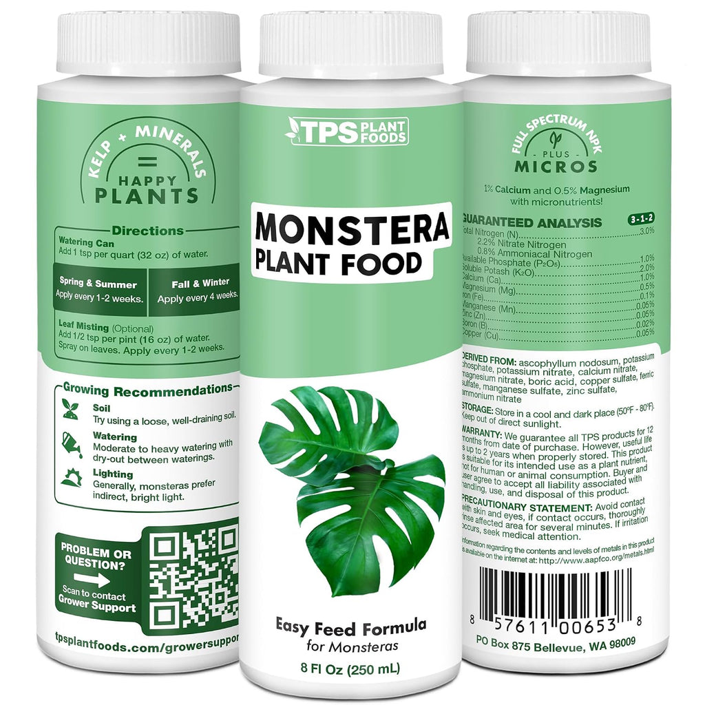 Monstera Plant Food – Liquid Fertilizer For Bigger Split Leaves, Lush Growth & Strong Roots, 8 Oz