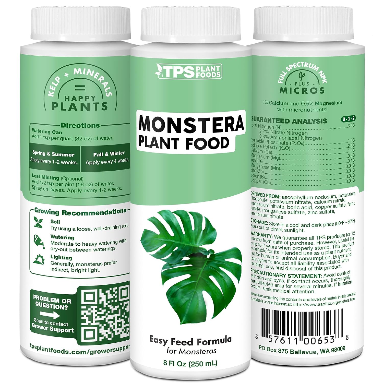 Monstera Plant Food – Liquid Fertilizer For Bigger Split Leaves, Lush Growth & Strong Roots, 8 Oz