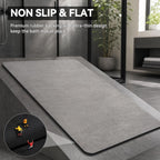 Montvoo -Bath Mat-Rubber Backing Non Slipthin Bathroom Rugs Fit Under Door- Quick Dry Absorbent Faux Suede Surface Grey Bathroom Floor Mats-Shower Rug For In Front Of Bathtub Shower Gray 16X24