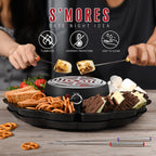 2 In 1 Electric S’Mores Maker & Fondue Pot, Tabletop Indoor Smores Kit With 4 Roasting Forks, 4 Detachable Trays & 1 Flameless Temperature-Controlled Heater, Movie Night Supplies & Housewarming Gifts