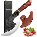 ROCOCO Viking Cleaver Knife Birthday - Butcher Meat Cutting Boning Knife Hand Forged Chinese Kitchen Axe with Sheath Home Outdoor BBQ Camping Chirstmas Mother Father Gift Men