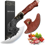 ROCOCO Viking Cleaver Knife Birthday - Butcher Meat Cutting Boning Knife Hand Forged Chinese Kitchen Axe with Sheath Home Outdoor BBQ Camping Chirstmas Mother Father Gift Men