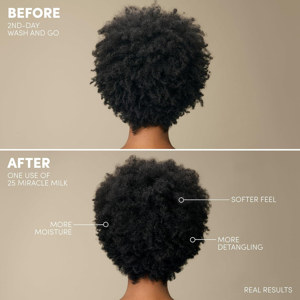 Mizani 25 Benefit Miracle Milk - Leave in Conditioner for Curly Hair, With Coconut Oil, Curl Detangler Spray, Anti Frizz Heat Protectant, No Drying Alcohols, Paraben-Free