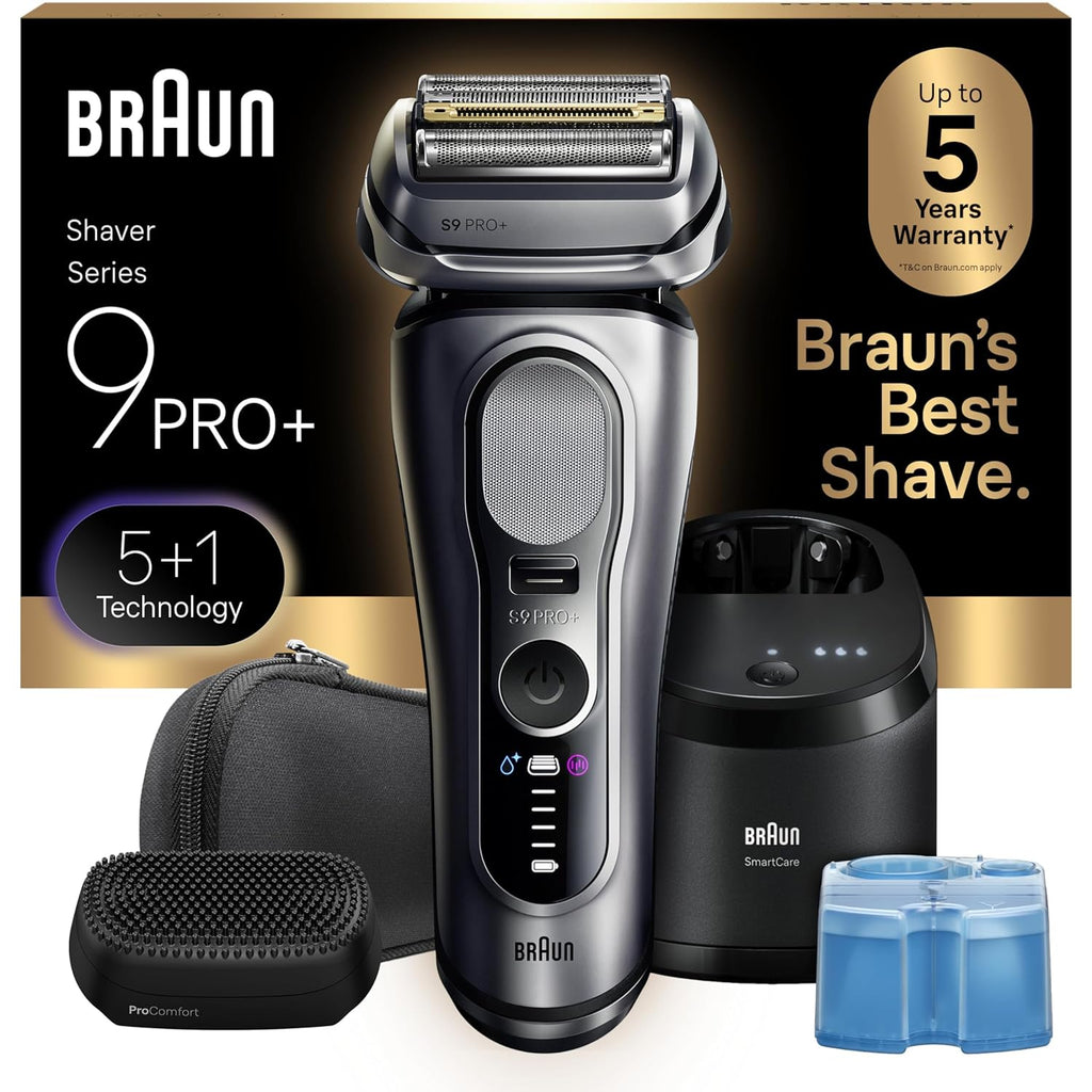 Braun Series 9 PRO+ Electric Shaver, Wet & Dry Razor, Pro SensoAdapt, 6in1 SmartCare Center, 9697CC, Silver