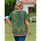 IN'VOLAND Womens Plus Size Tops Short Sleeve Summer V Neck Shirts Flowy Dressy Casual Tunic Blouses 1X-5X