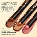 LANGMANNI 8Colors Dual-Ended Cream Eyeshadow Stick Set – Silky Smooth, Waterproof & Transfer-Proof, Built-in Blender Brush, All-Day Matte & Shimmer Wear Eye Makeup(#A)