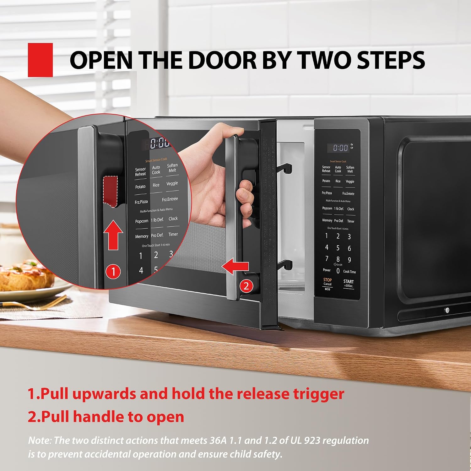 Toshiba Ml4-Em12Pa(Bs) Countertop Microwave Oven With Stylish Design As Kitchen Essentials, Smart Sensor, 13 Auto Menus&Mute Function, 1.2 Cu Ft With 12.4" Turntable, 1000W, Black Stainless Steel