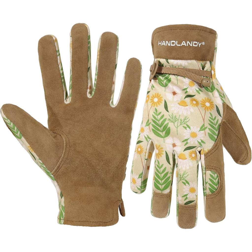Handlandy Gardening Gloves For Women, Breathable Ladies Leather Garden Yard Gloves Best Gift For Gardeners