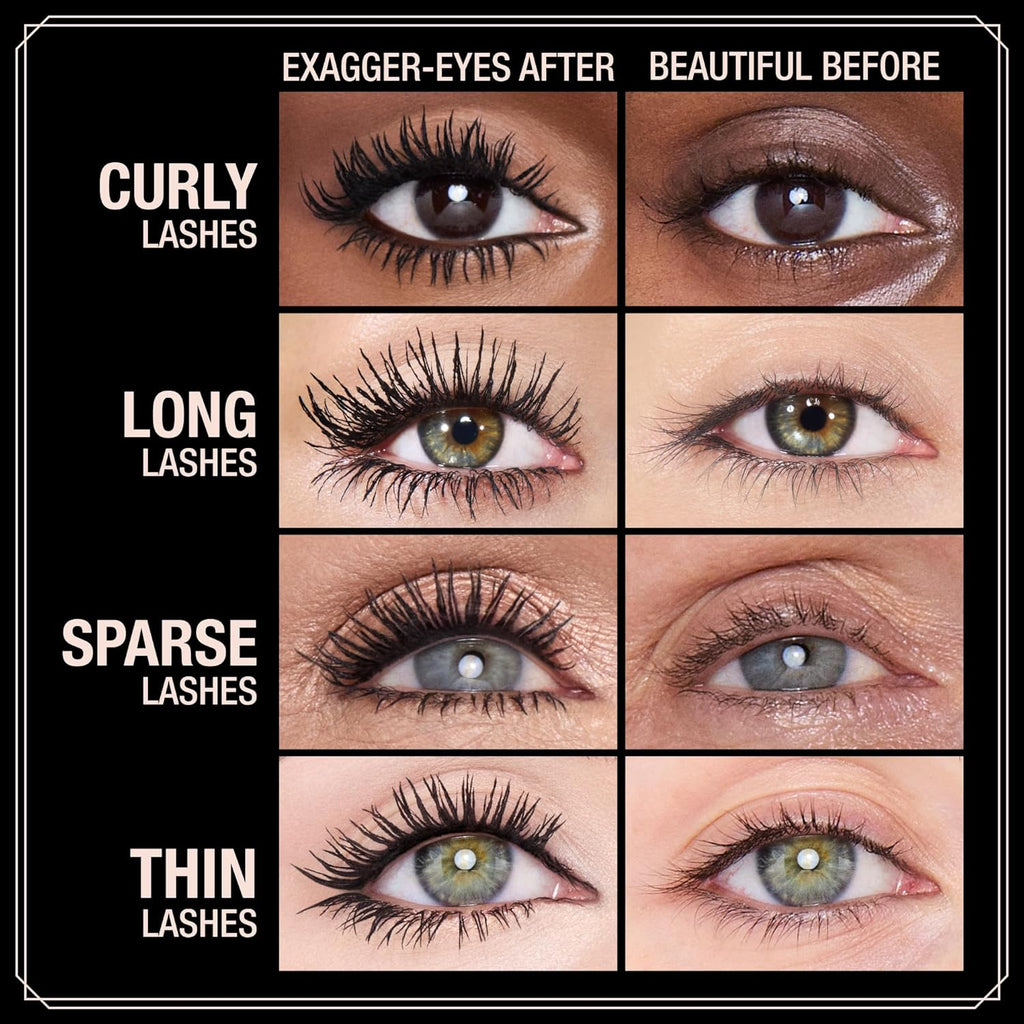 Charlotte Tilbury Exagger-Eyes Instant Volume Mascara Makeup – Volumizing, Lengthening, No‑Clump Mascara with 28‑Hour Smudge‑Proof & Flake‑Proof Wear – All Day Wear Formula