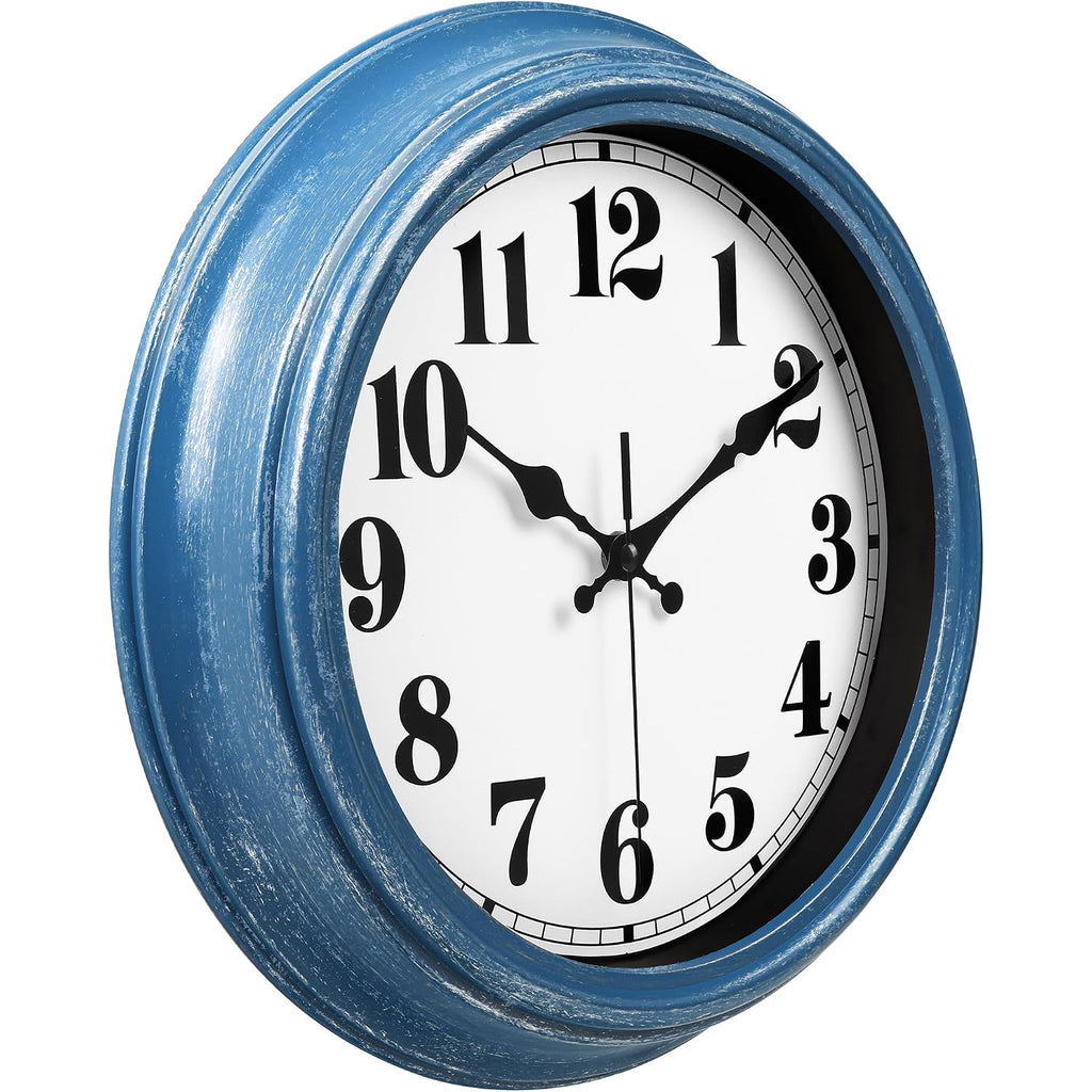 Jenlystime 12 Inch Retro Wall Clock Silent Non Ticking Battery Operated Movement Easy To Read Wall Clocks Decorate For Bedroom Living Room Kitchen Office(Blue)