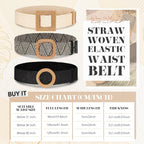 Syhood 3 Pieces Straw Woven Elastic Waist Belt for Women Bohemian Dress Braided Belt