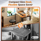 Huuger Folding Desk For Small Spaces, 31.5 Inch Foldable Computer Table, Easy Assembly, For Home Office, Study, Bedroom, Dorm, Space Saving, Small Writing Work Office Computer Desk, Rustic Brown