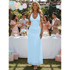 Kaximil Women'S Sexy V Neck Halter Maxi Dresses Bodycon Cocktail Wedding Guest Long Dress