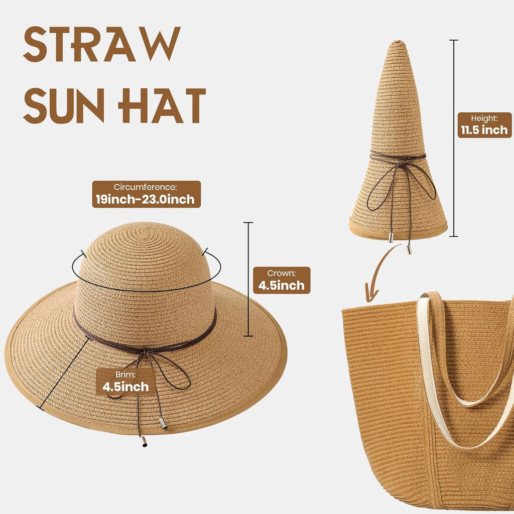 Sun Hats for Women, Straw Hats UPF 50+ Sun Protection, Wide Brim Womens Beach Hat for Summer Travel