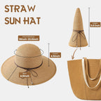 Sun Hats for Women, Straw Hats UPF 50+ Sun Protection, Wide Brim Womens Beach Hat for Summer Travel