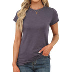 Womens Short Sleeve Tops Summer T Shirts Round Neck Causal Fashion Basic Tee