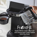 Hamilton Beach Frontfill 12 Cup Programmable Drip Coffee Maker | Regular & Bold Brew Options | Auto Pause And Pour | Glass Carafe | Black With Stainless Accents | 46310