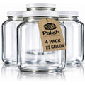 Paksh Novelty Wide Mouth Glass Mason Jar 64 Oz - 4 Pack - Wide Mouth, Airtight Lid, USDA Approved BPA-Free Dishwasher Safe Canning Jar for Fermenting, Sun Tea, Kombucha, Dry Food Storage, Clear