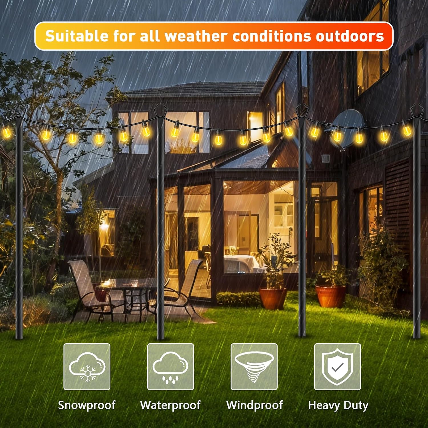 Letianpai 8 Pack String Light Poles,10 Ft Metal Poles With Fork For Outdoor String Lights,Outdoor Light Poles With Fork,Poles/Post/Stand For Outside