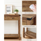 Vasagle Liry Collection Narrow Console Table With 3 Drawers, Brown | Sofa Table With Storage Shelf, Metal Corners, Farmhouse Style, Ulnt142Kb02S