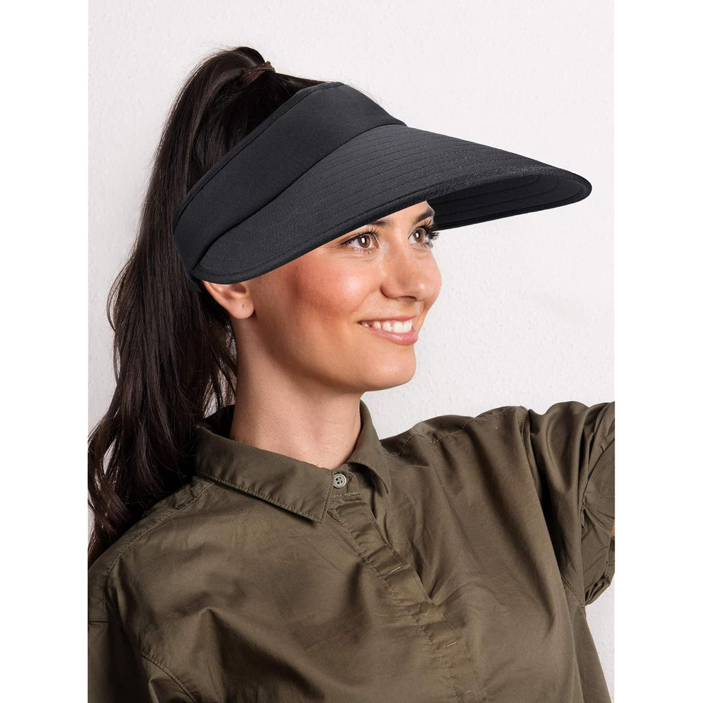 Syhood 2 Pieces Sun Visor Hats for Women Large Wide Brim Visor Hats Adjustable Summer UV Protection Packable Golf Beach Caps