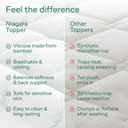 Niagara Sleep Solution Ultra Soft Queen Size Mattress Topper - Rayon Derived from Bamboo Pillow Top Mattress Pad for Back Pain Relief - Naturally Cooling for Hot Sleepers, Green