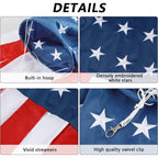 Hoosun 4Th Of July Decorations,40 Inch American Windsock,American Wind Socks For Outside Heavy Duty,Patriotic Memorial Day Decor Usa Flag Windsocks With Embroidered Stars,Red White And Blue Windsock