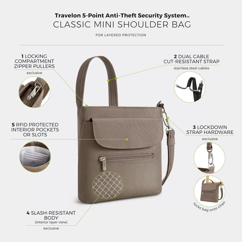 Travelon Anti-Theft Classic Mini Shoulder Bag