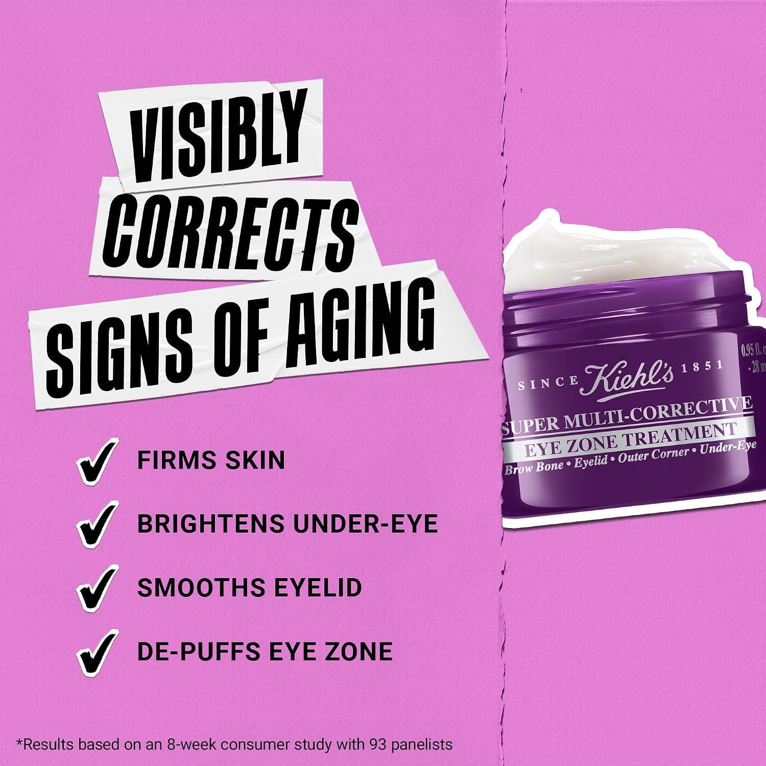 Kiehl'S Super Multi-Corrective Eye Cream, Anti-Aging Cream That Lifts Brow Bone Area, Smooths And Firms Eye Lids, Bilberry Seed Extract And Collagen Peptide For Tighter And Smoother Looking Skin