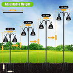 Bird Feeder Pole For Outdoors Heavy Duty, 92 Inch Double Shepherds Hook With 5-Prong Stable Base, 3/4 Inch Thick Hummingbird Feeder Stand For Hanging Plants, Lanterns, 1 Pack