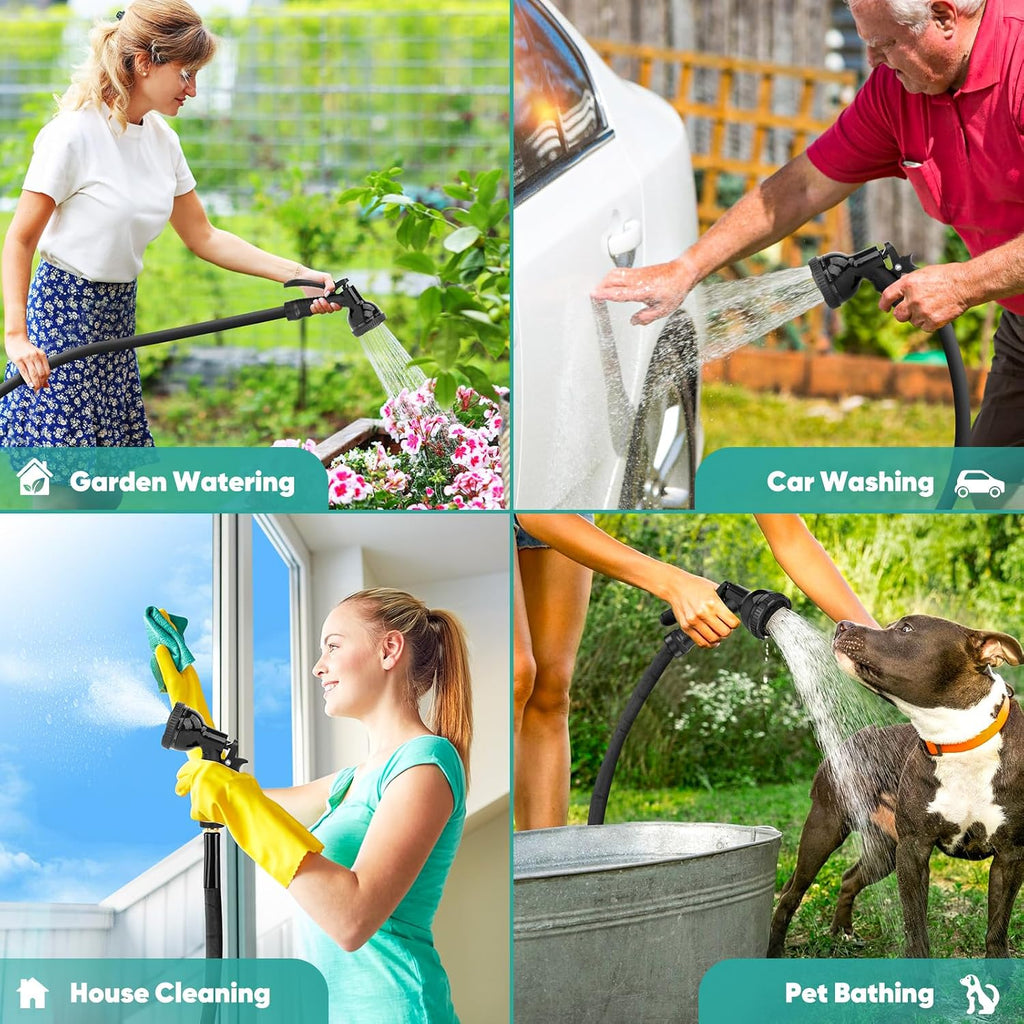 Garden Hose 100Ft, 3/4Ght Non-Expanding Water Hose Lightweight, Flexible Garden Hose With 10 Function Nozzle, Kink-Free, Sturdy, High-Pressure, Abrasion Resistant Hoses For Yard, Garden